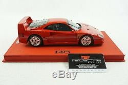 1/18 Bbr Ferrari F40 Rosso Corsa Right Hand Dr Deluxe Red Leather Le 2 Pieces Mr