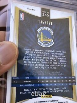 2012-13 Panini Select KLAY THOMPSON Silver Prizm Rookie Patch Auto /199 RC RPA