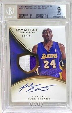 2013 Immaculate Collection KOBE BRYANT PATCH AUTO /75 BGS 9 / 10SSPGRAIL