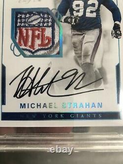 2016 National Treasures Michael Strahan NFL Shield Auto #1/1 Bgs 9 Autograph 1/1