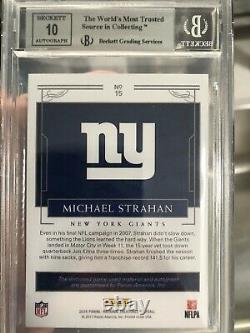 2016 National Treasures Michael Strahan NFL Shield Auto #1/1 Bgs 9 Autograph 1/1