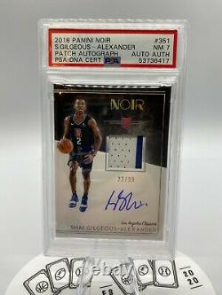 2018 Panini Noir Shai Gilgeous Alexander Rookie Patch Auto PSA 7 Near Mint /99