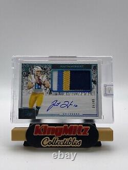 2020 Panini One JUSTIN HERBERT RPA 4 COLOR PATCH AUTO RC BLUE /49 Chargers