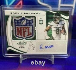 2021 Absolute Football 1/1 Elijah Moore Rookie Premiere Materials Auto Shield