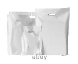 5000 x Patch Handle Carrier Bags S-M-L White Plastic Punch Handle Shopping Bags