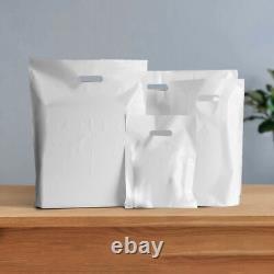 5000 x Patch Handle Carrier Bags S-M-L White Plastic Punch Handle Shopping Bags