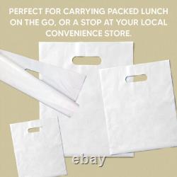 5000 x Patch Handle Carrier Bags S-M-L White Plastic Punch Handle Shopping Bags