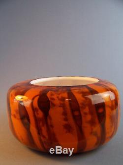 A Whitefriars Studio Art Vase Model S3 Orange Rare Scripted Piece Dated 1970