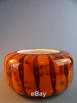 A Whitefriars Studio Art Vase Model S3 Orange Rare Scripted Piece Dated 1970