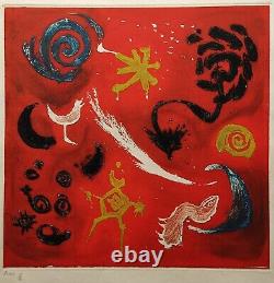 André Bict Signed Fireworks 1964 Original Coloured Aquatint Etching, No 17/50