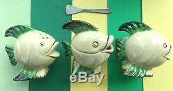 Art Deco Clarice Cliff Wilkinson Ltd Mr Fish Complete Three Piece Cruet Set