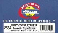 Athearn HO Scale 3 piece West Coast Express set (2 Coach, 1 Cab,)