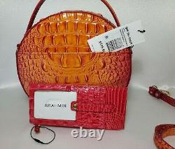 BRAHMIN PASSION FRUIT LANE + CREDIT CARD WALLET in RIBBON 2 Pieces NWT