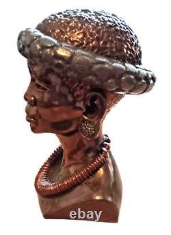 Bronze African Zulu Queen Bust Sculpture signed James Tandi