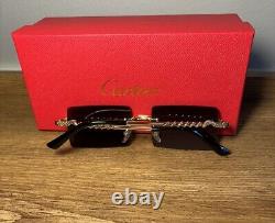 Cartier Sunglasses CT1046S 011 Gold Serpent Square Frame Limited Edition New