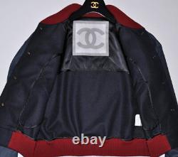 Chanel 04p Most Wanted CC Logo Tweed/leather Bomber Jacket Coat, 40, New, Rare