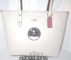 Coach 38691 Disney Minnie Mouse Patch Chalk Leather City Zip Top Tote NWT $325