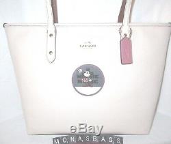 Coach 38691 Disney Minnie Mouse Patch Chalk Leather City Zip Top Tote NWT $325