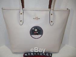 Coach 38691 Disney Minnie Mouse Patch Chalk Leather City Zip Top Tote NWT $325