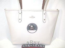 Coach 38691 Disney Minnie Mouse Patch Chalk Leather City Zip Top Tote NWT $325