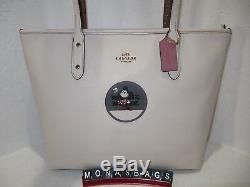 Coach 38691 Disney Minnie Mouse Patch Chalk Leather City Zip Top Tote NWT $325