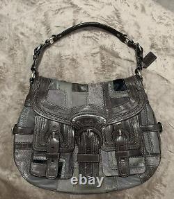 Coach Legacy Pieced Leather Flap Hobo Bag Limited Edition Gray