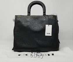 Coach Varsity Patch Rogue Black Pebble Leather Satchel Bag 57231 Limited Edition