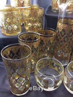 Culver, LTD. Valencia 22K Gold Vintage Mid Century Modern Barware, 20 Piece Set