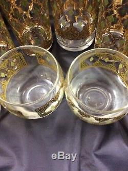 Culver, LTD. Valencia 22K Gold Vintage Mid Century Modern Barware, 20 Piece Set