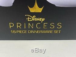 Disney Princess Designer 16 Piece Dinnerware Plate Bowl Mug Set Limited Edition