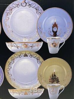 Disney Princess Designer 16 Piece Dinnerware Plate Bowl Mug Set Limited Edition