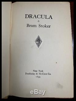 Dracula by Bram Stoker Hardback 1899 1st US Edition First Printing Piece History