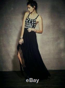 FREE PEOPLE Jill's Leather Pieced Maxi Dress LIMITED EDITION Black Size 2 $600