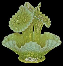 Fenton Diamond Lace Topaz Opalescent #4801 4 Piece Large Epergne Set