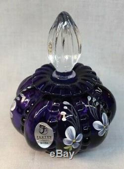 Fenton HandPainted Royal Purple 3 Piece Vanity Set LTD 1000 Nancy & Shelly 2003