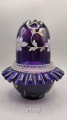 Fenton Ltd Edition Glass Fairy Light Purple Hand Painted Signed Numbered 3 Piece