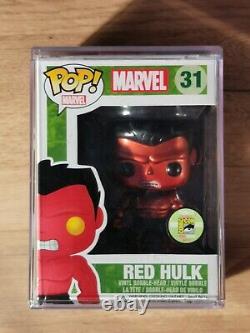 Funko Pop Metallic Red Hulk #31 SDCC 2013 Limited Edition 480 pieces Damaged