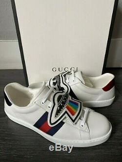 Gucci Ace with UFO's and Dragons Patch Leather Sneaker Size 10.5