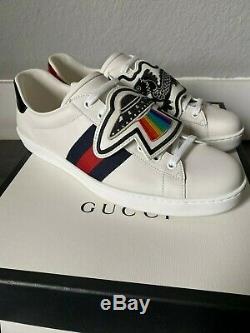 Gucci Ace with UFO's and Dragons Patch Leather Sneaker Size 10.5