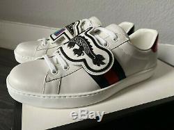 Gucci Ace with UFO's and Dragons Patch Leather Sneaker Size 10.5