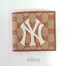 Gucci Beige & Brown NY Yankees Edition GG Patch Wallet NEW