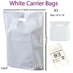 HD Take Away, Restaurant, Clothes White Patch Handle Carrier Bags In 4 Sizes