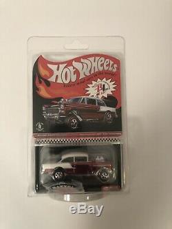 HOT WHEELS 2016 RLC CLUB CAR Red/White'55 Chevy Bel Air Gasser withButton & Patch