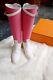 Hermes Kelly Jumping Boots Limited Edition In Pink/beige Limited Collector Piece