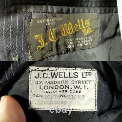 J. C. Wells Ltd. Bespoke Saville Row 3-Piece Suit Navy / Striped 38-36R