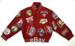 Jeff Hamilton NBA Patch Size 4XL Jacket Limited Edition Cotton Leather Trim Red