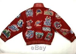 Jeff Hamilton NBA Patch Size 4XL Jacket Limited Edition Cotton Leather Trim Red