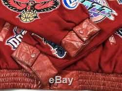 Jeff Hamilton NBA Patch Size 4XL Jacket Limited Edition Cotton Leather Trim Red