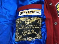 Jeff Hamilton NBA Patch Size 4XL Jacket Limited Edition Cotton Leather Trim Red
