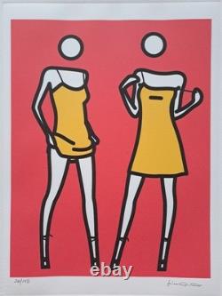 Julian Opie Signed Woman taking off summer dress Collectable Lithograph